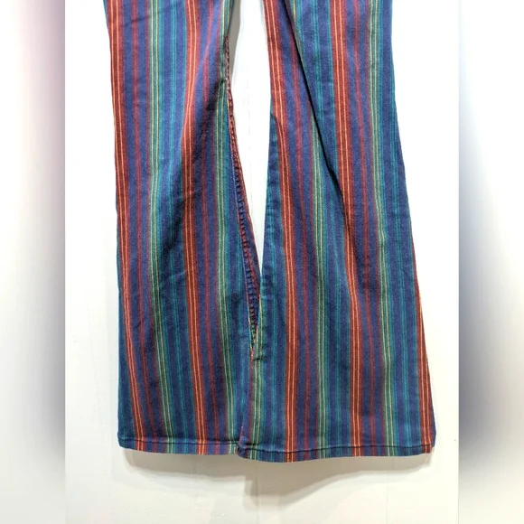 Rock & Roll Cowgirl Denim Bargain Bell Bottoms Pull On Size 26 Stripe Festival - Picture 6 of 10